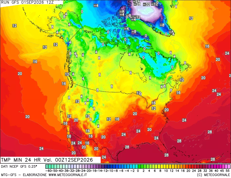 mappa Temperatura minima 24 ore