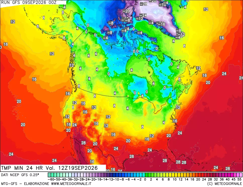 mappa Temperatura minima 24 ore