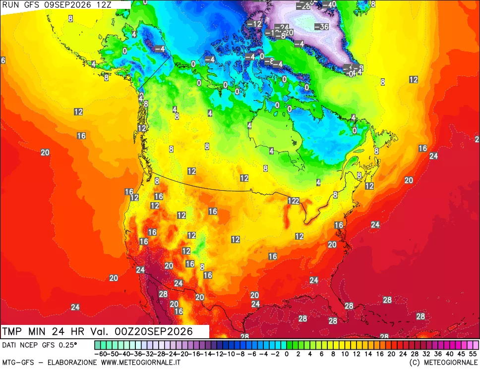mappa Temperatura minima 24 ore