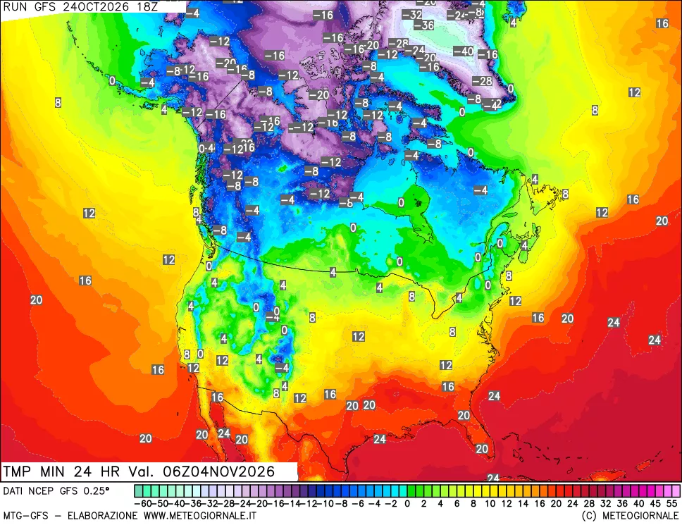 mappa Temperatura minima 24 ore