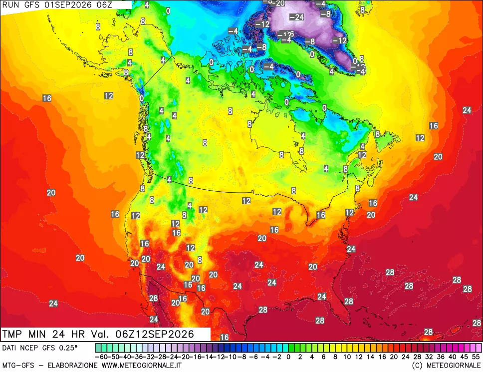mappa Temperatura minima 24 ore