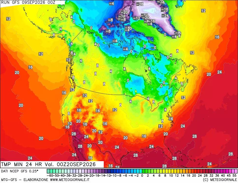 mappa Temperatura minima 24 ore