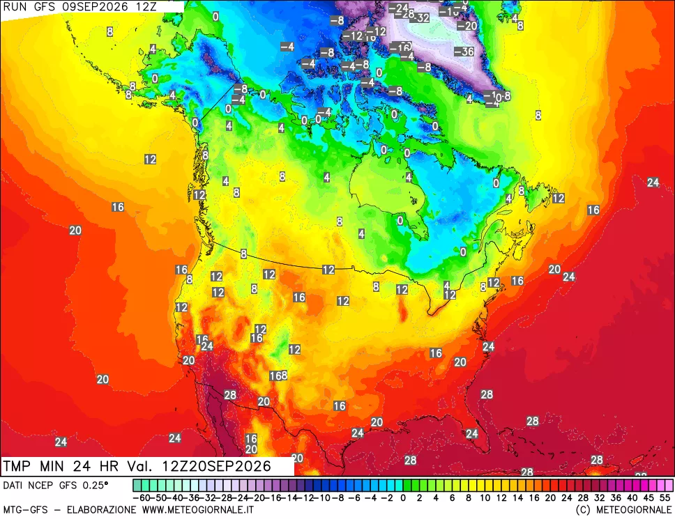 mappa Temperatura minima 24 ore