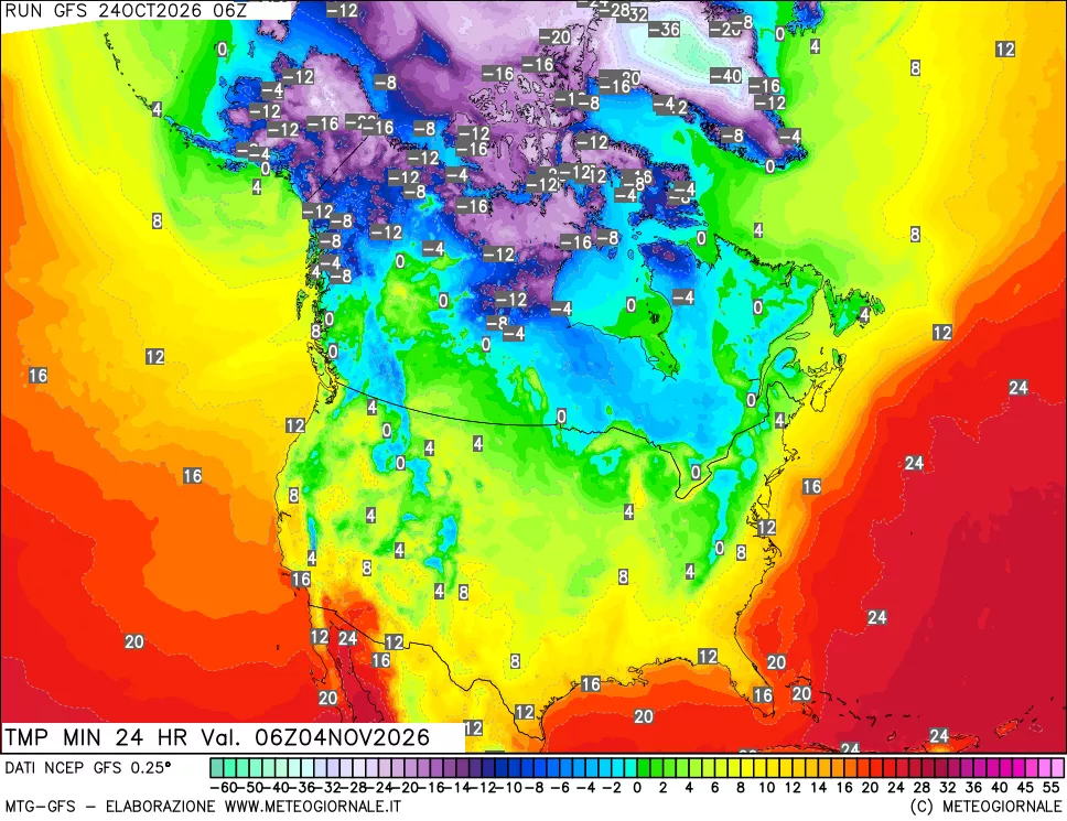 mappa Temperatura minima 24 ore
