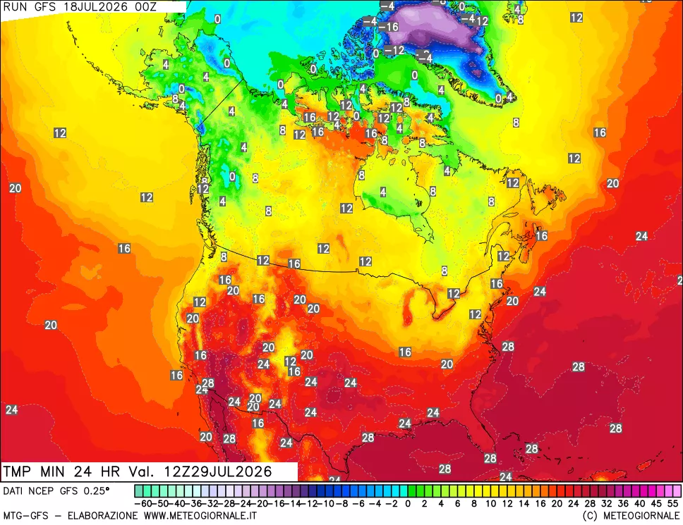 mappa Temperatura minima 24 ore