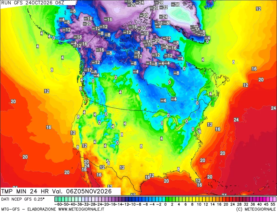 mappa Temperatura minima 24 ore