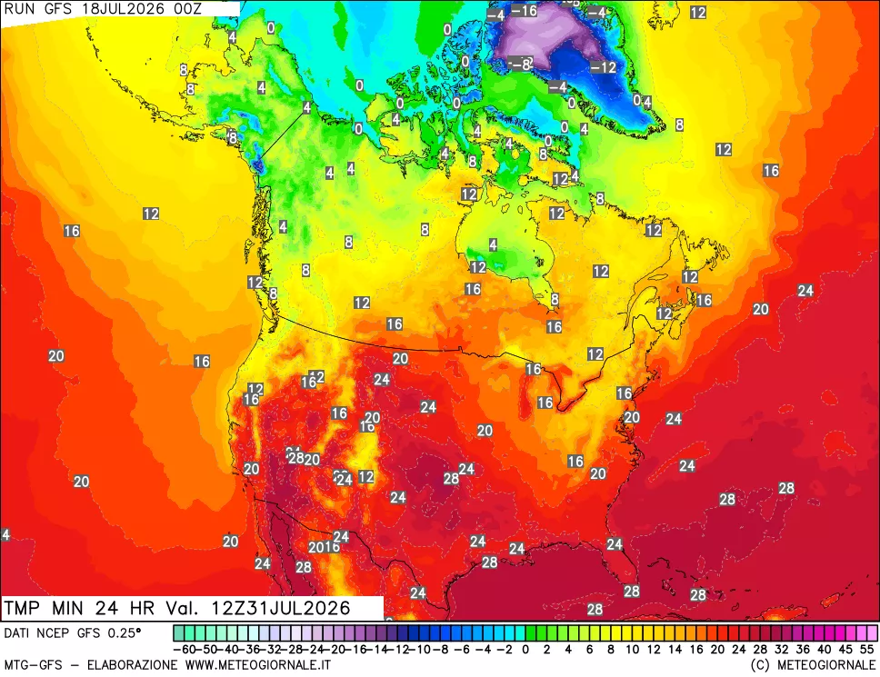 mappa Temperatura minima 24 ore