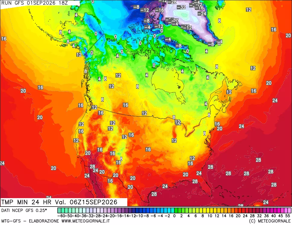 mappa Temperatura minima 24 ore