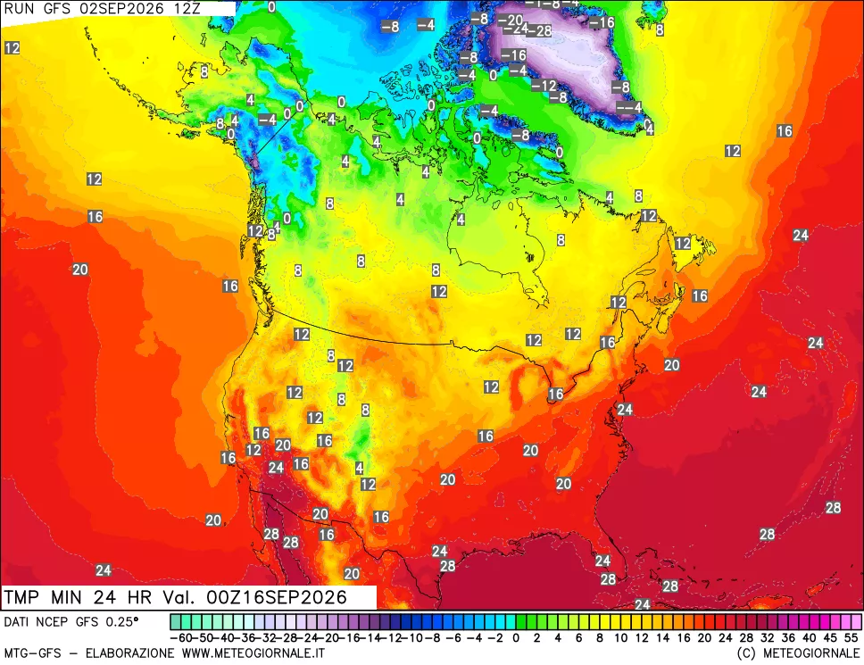 mappa Temperatura minima 24 ore