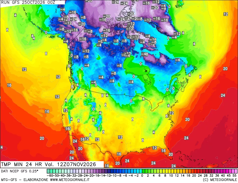 mappa Temperatura minima 24 ore