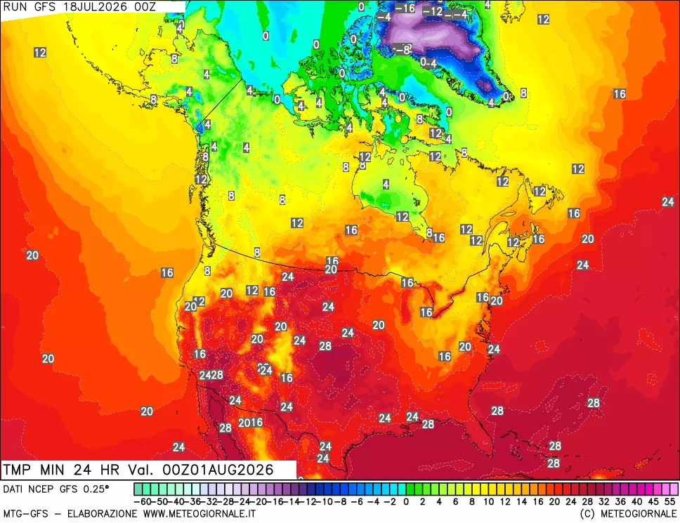 mappa Temperatura minima 24 ore