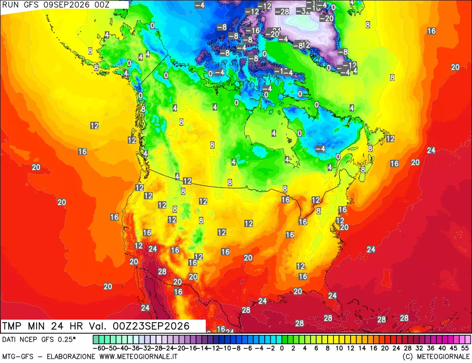 mappa Temperatura minima 24 ore