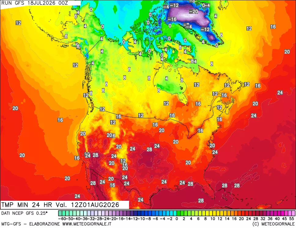 mappa Temperatura minima 24 ore