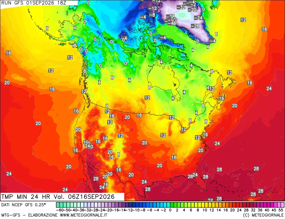 mappa Temperatura minima 24 ore