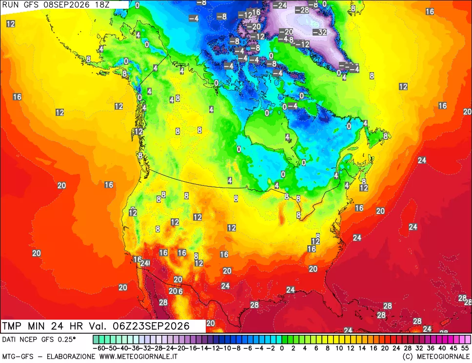mappa Temperatura minima 24 ore