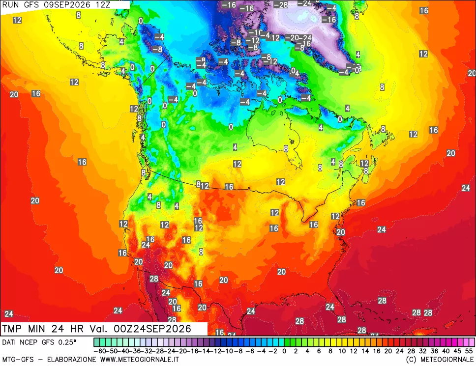 mappa Temperatura minima 24 ore