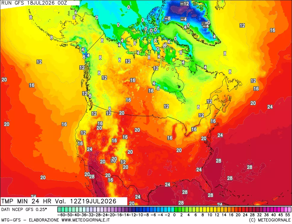 mappa Temperatura minima 24 ore