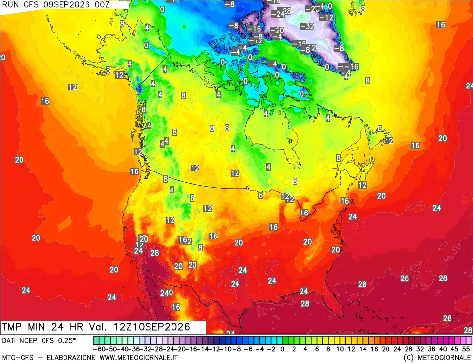 mappa Temperatura minima 24 ore
