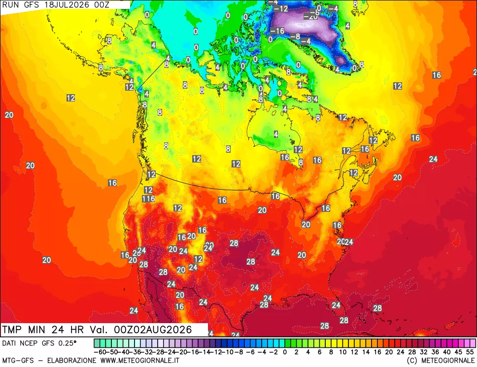 mappa Temperatura minima 24 ore