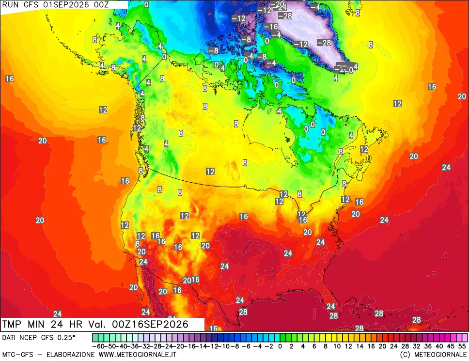 mappa Temperatura minima 24 ore