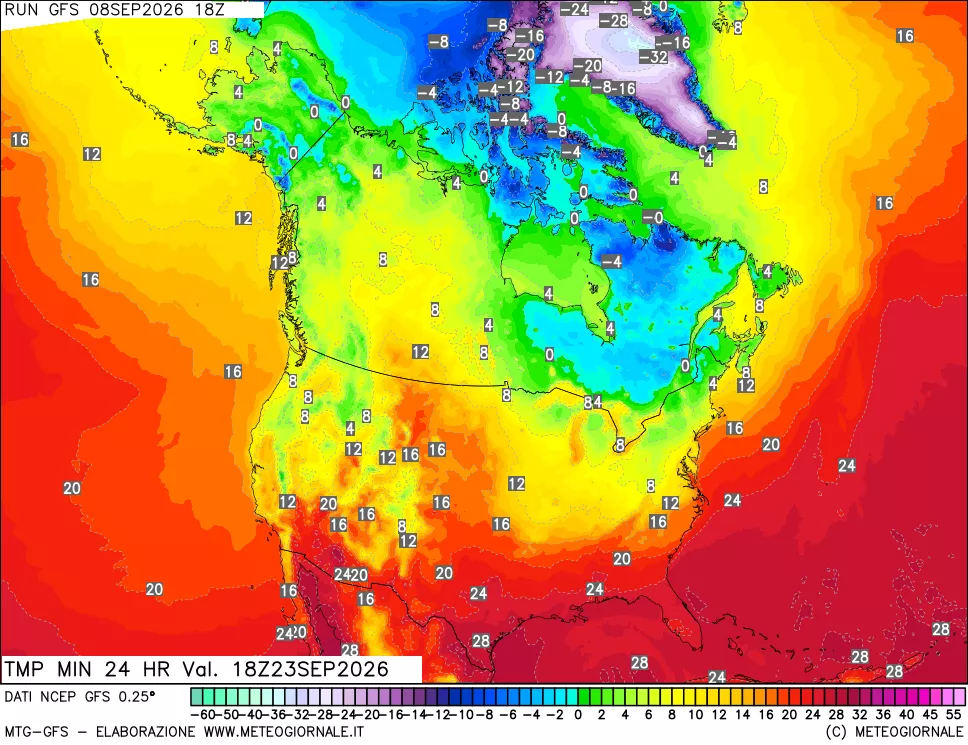 mappa Temperatura minima 24 ore
