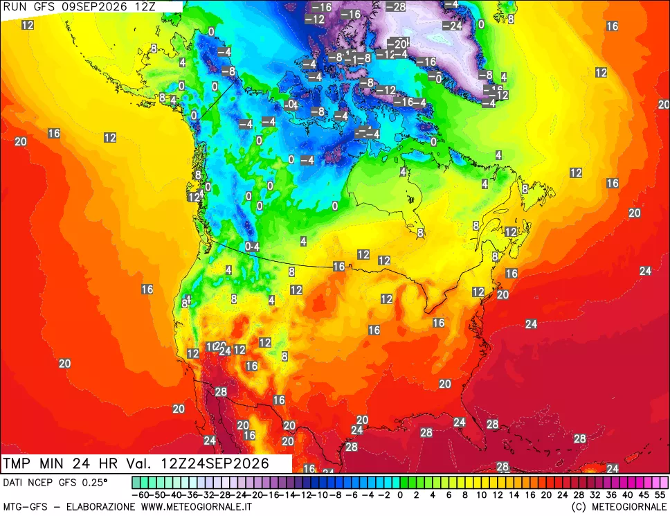 mappa Temperatura minima 24 ore