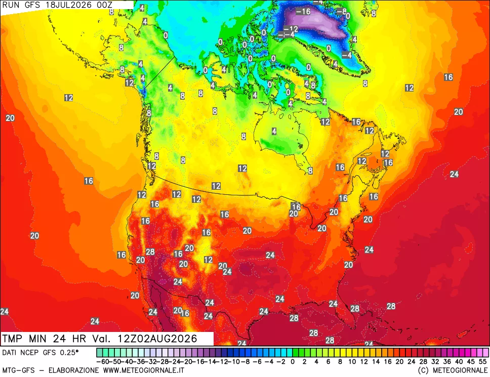 mappa Temperatura minima 24 ore