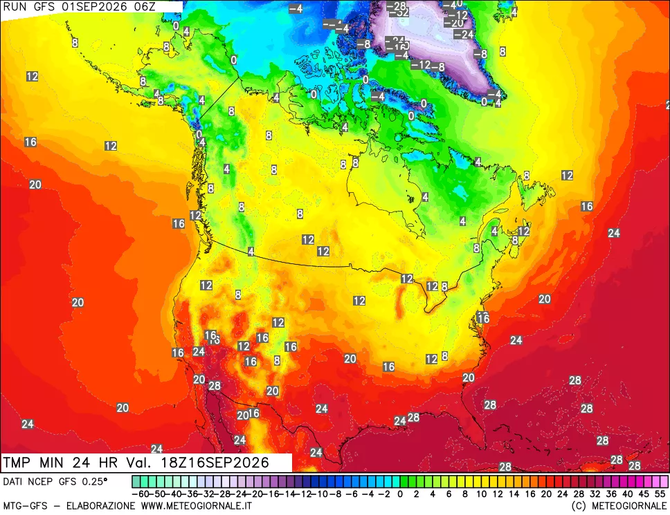 mappa Temperatura minima 24 ore