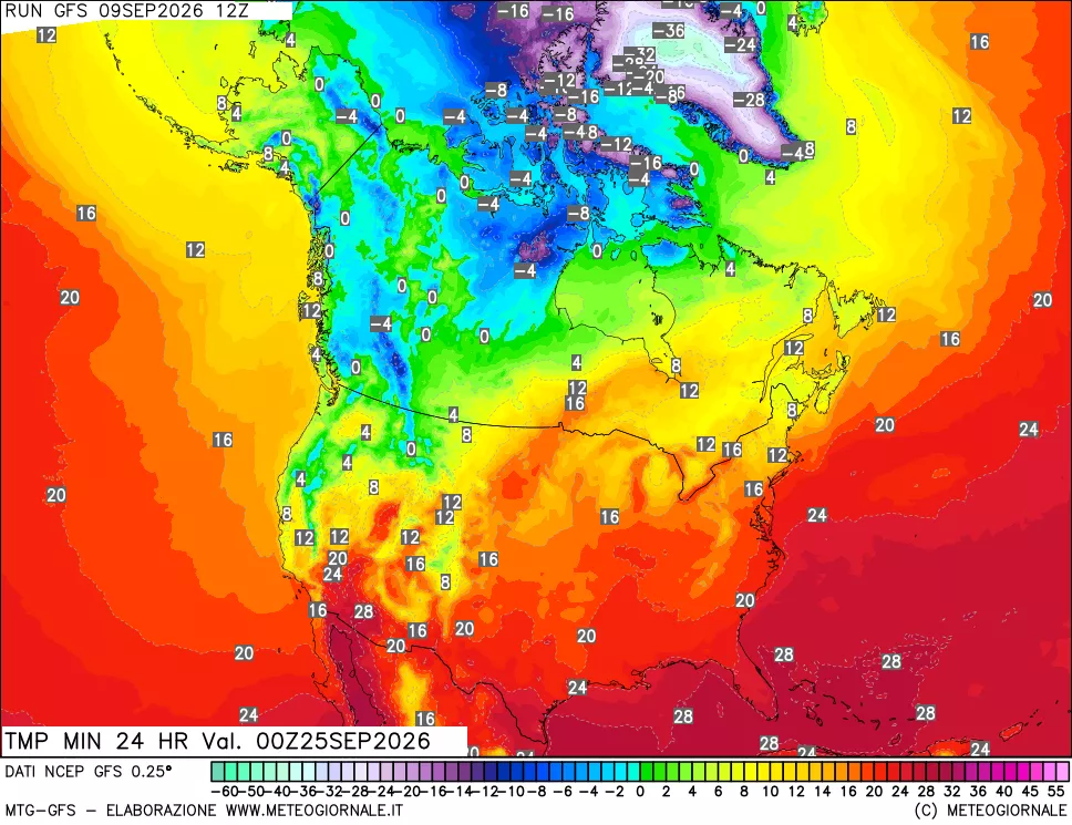mappa Temperatura minima 24 ore