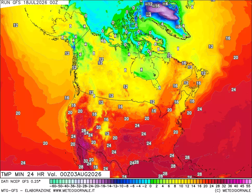 mappa Temperatura minima 24 ore