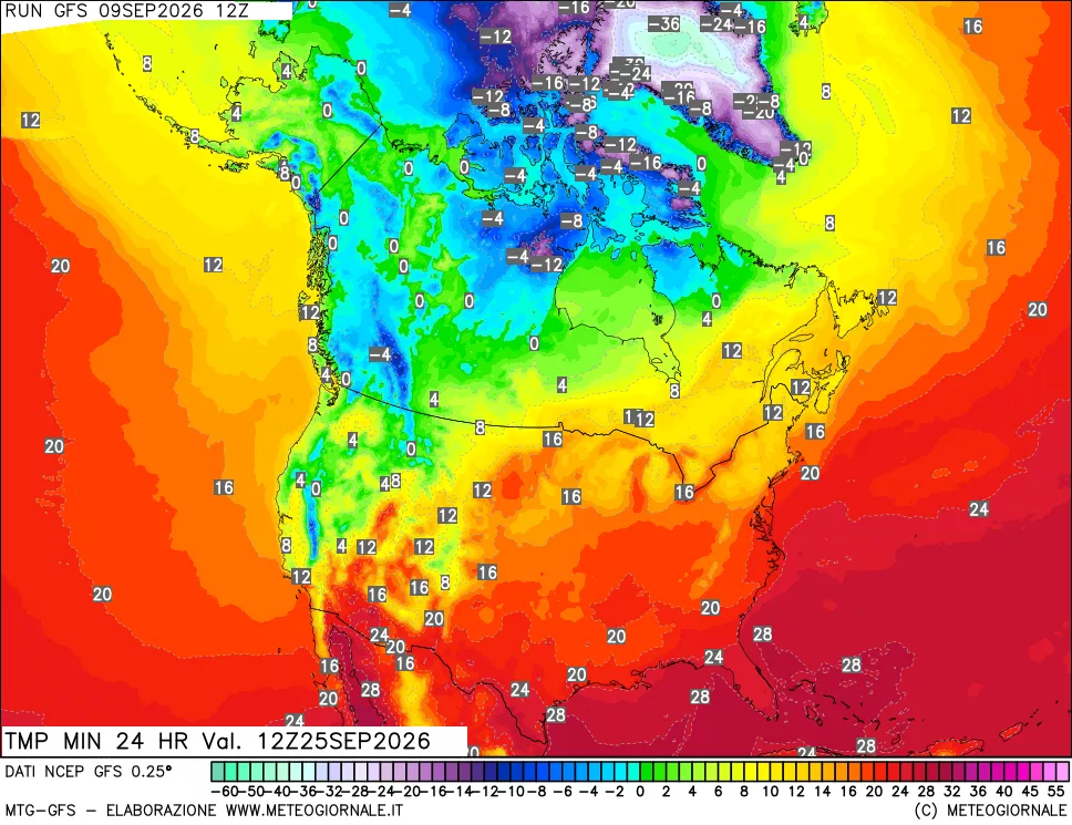 mappa Temperatura minima 24 ore