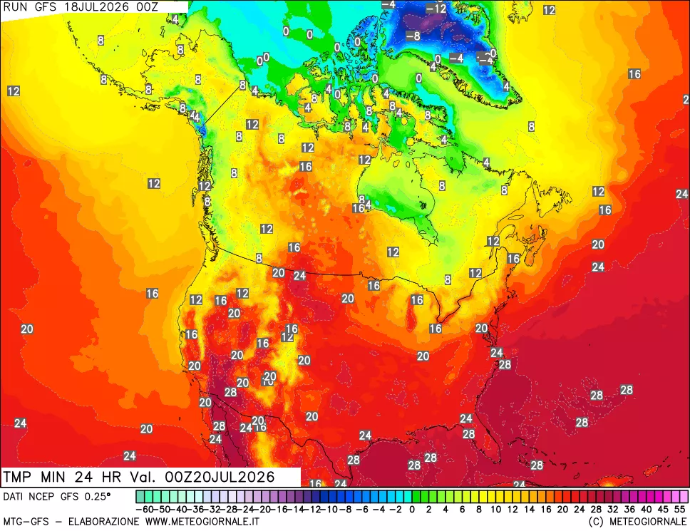 mappa Temperatura minima 24 ore