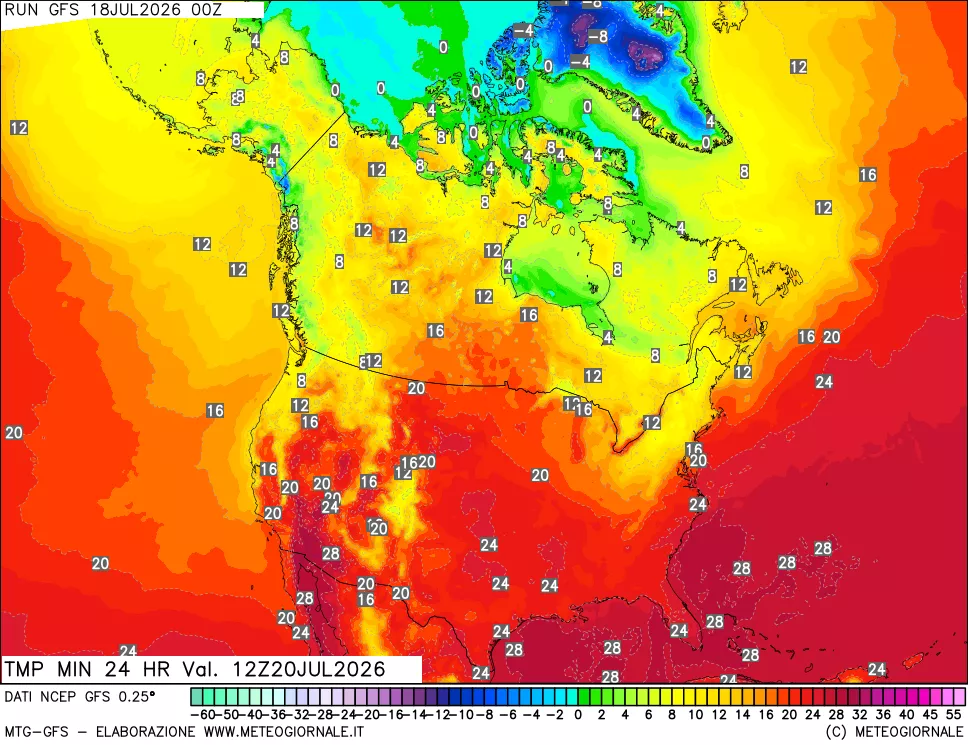 mappa Temperatura minima 24 ore