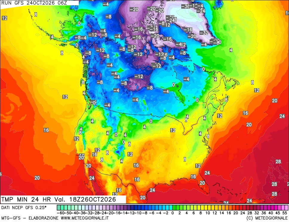 mappa Temperatura minima 24 ore