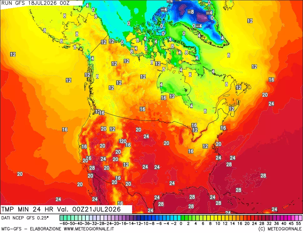 mappa Temperatura minima 24 ore