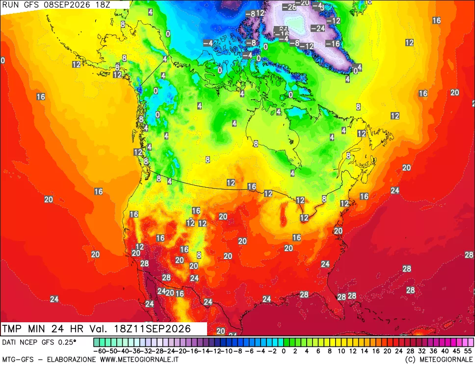 mappa Temperatura minima 24 ore
