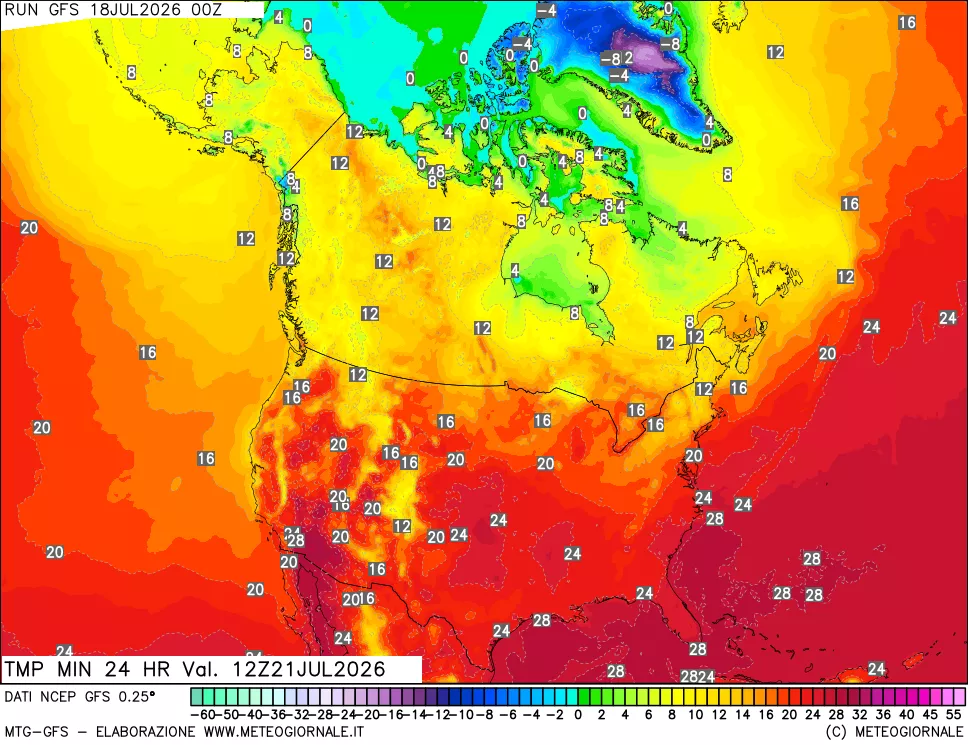 mappa Temperatura minima 24 ore