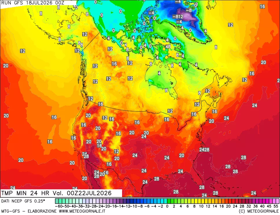 mappa Temperatura minima 24 ore