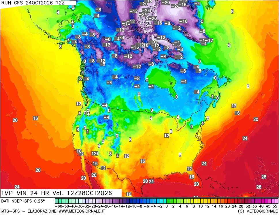 mappa Temperatura minima 24 ore