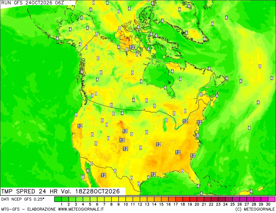 mappa Differenza TMax-TMin 24 ore