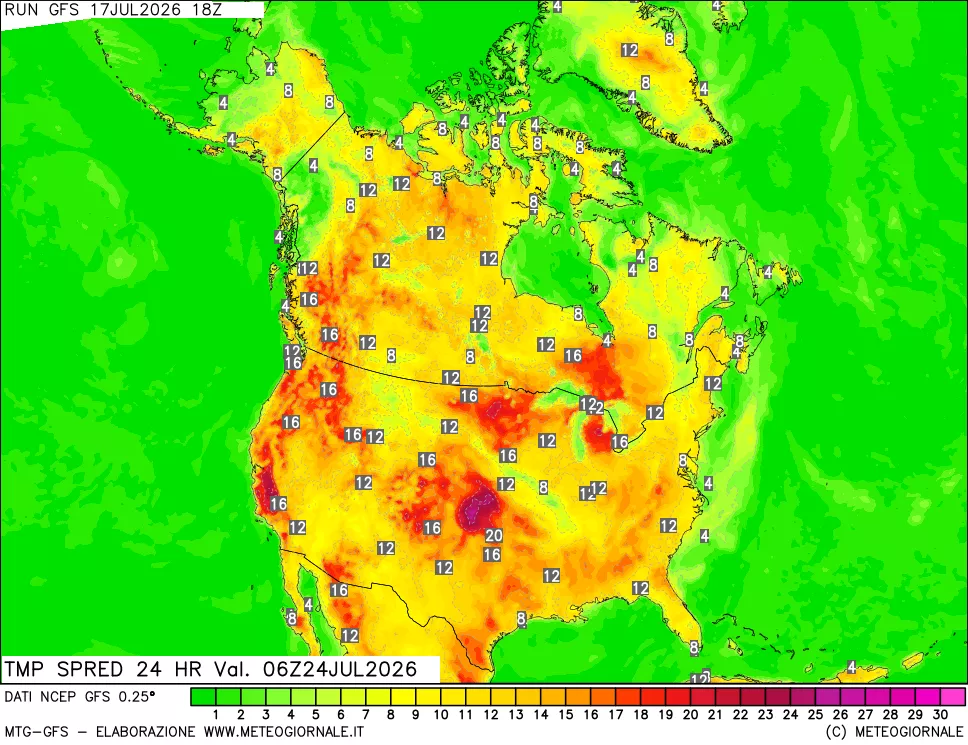 mappa Dif. TMax-TMin 24 ore