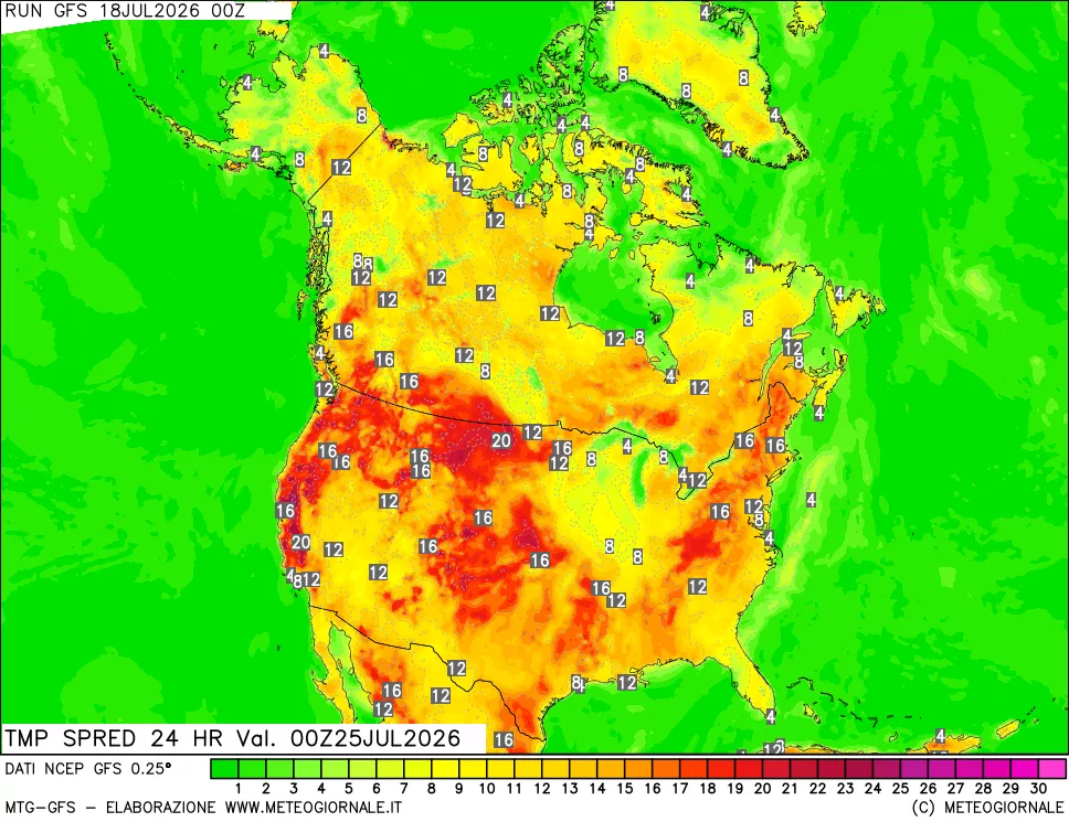 mappa Differenza TMax-TMin 24 ore