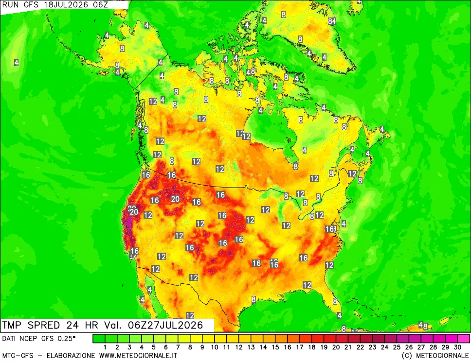 mappa Differenza TMax-TMin 24 ore