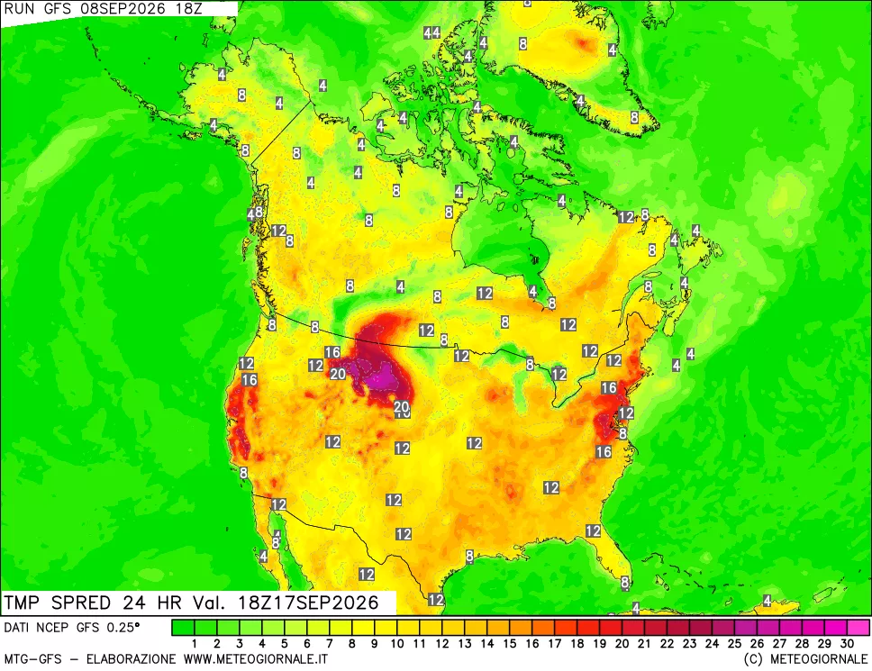 mappa Differenza TMax-TMin 24 ore