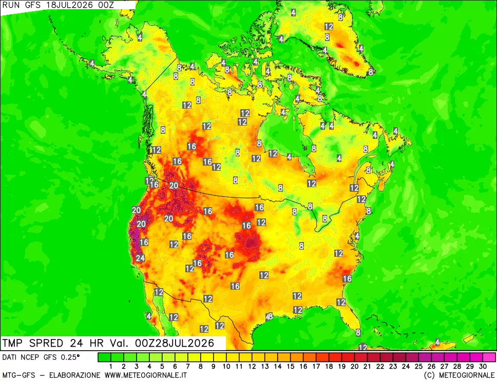mappa Dif. TMax-TMin 24 ore