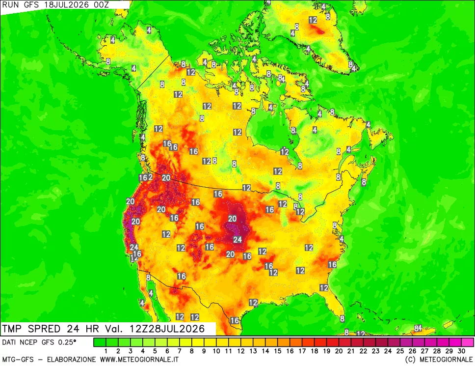 mappa Differenza TMax-TMin 24 ore