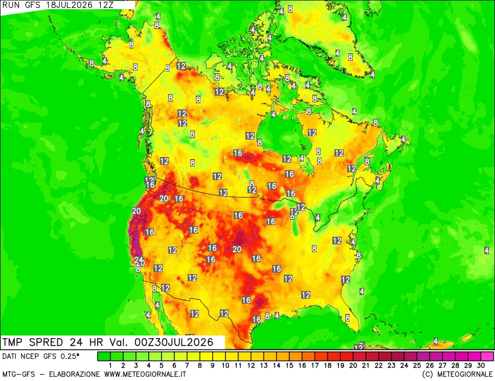 mappa Dif. TMax-TMin 24 ore