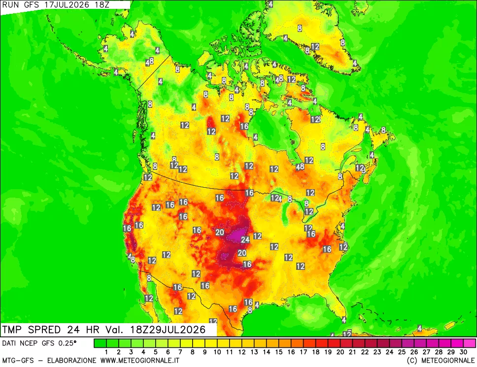 mappa Differenza TMax-TMin 24 ore
