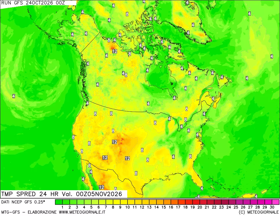 mappa Differenza TMax-TMin 24 ore