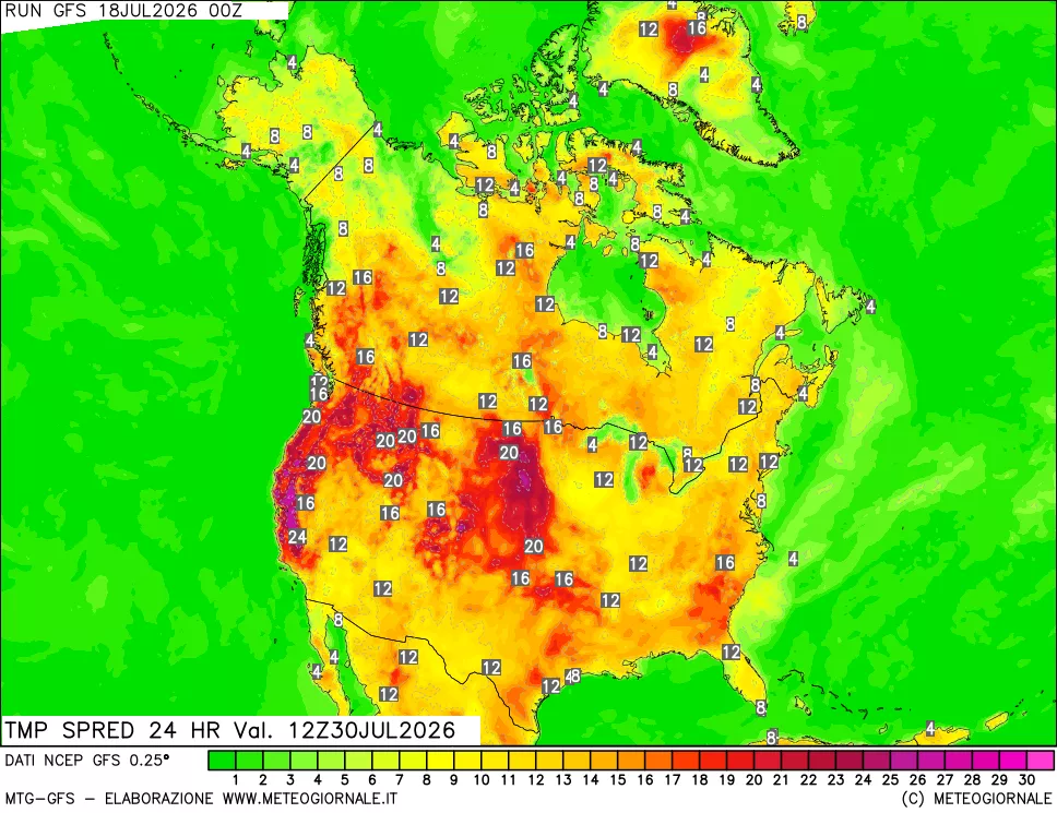 mappa Dif. TMax-TMin 24 ore